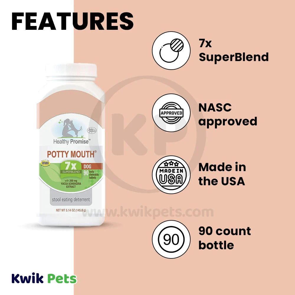 Four Paws Healthy Promise Potty Mouth Coprophagia Stool Eating Deterrent Dog Chewable Tablets 90 Count 5.14-oz - Image 3