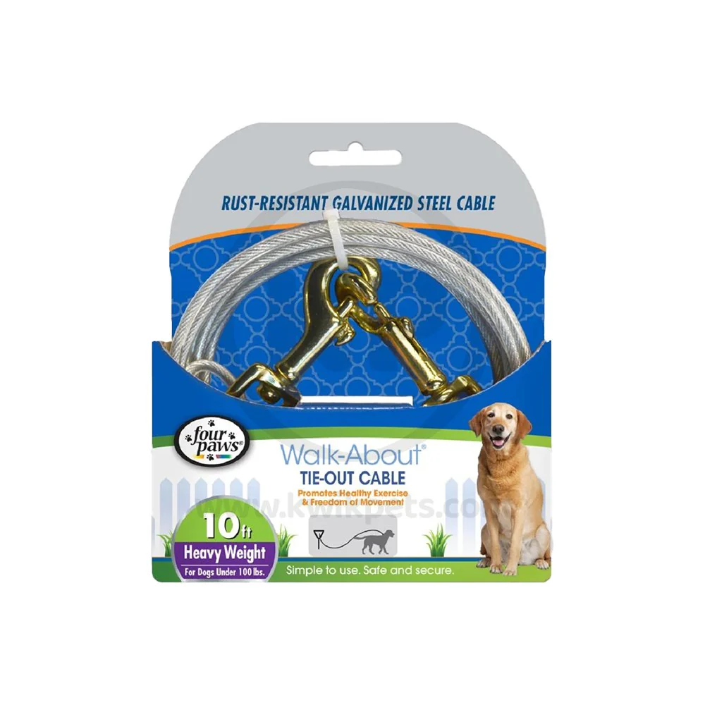 Four Paws Heavy Weight Dog Tie-Out Cable Silver 10-ft