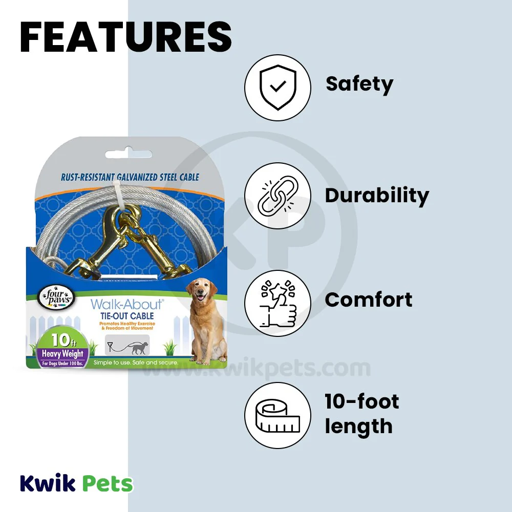 Four Paws Heavy Weight Dog Tie-Out Cable Silver 10-ft - Image 3