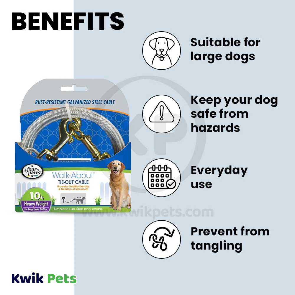 Four Paws Heavy Weight Dog Tie-Out Cable Silver 10-ft - Image 4