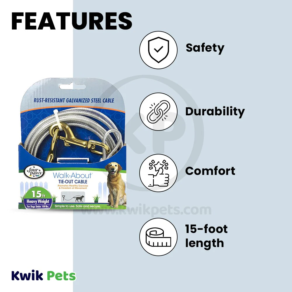 Four Paws Heavy Weight Dog Tie-Out Cable Silver 15-ft - Image 3