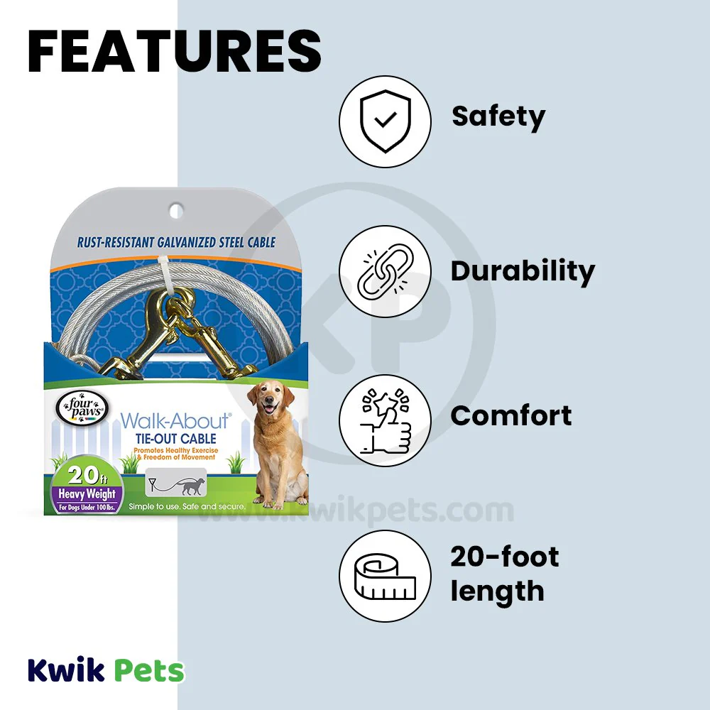 Four Paws Heavy Weight Dog Tie-Out Cable Silver 20-ft - Image 4
