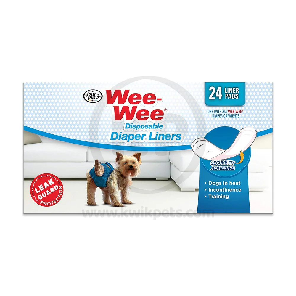 Four Paws Wee-Wee Dog Diaper Garment Pads One Size 24 Count