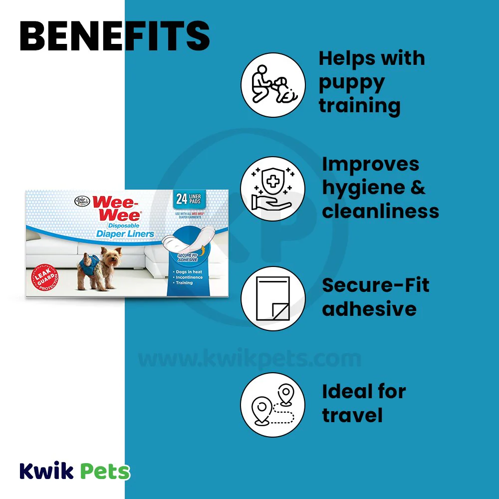 Four Paws Wee-Wee Dog Diaper Garment Pads One Size 24 Count - Image 3