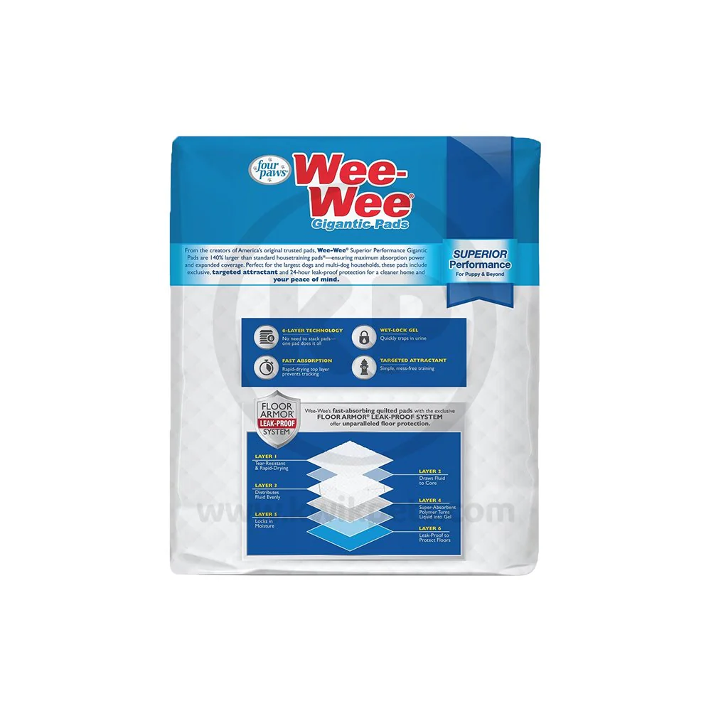 Four Paws Wee-Wee Superior Performance Gigantic Dog Pee Pads 18 Count 27.5 in X 44 in - Image 2