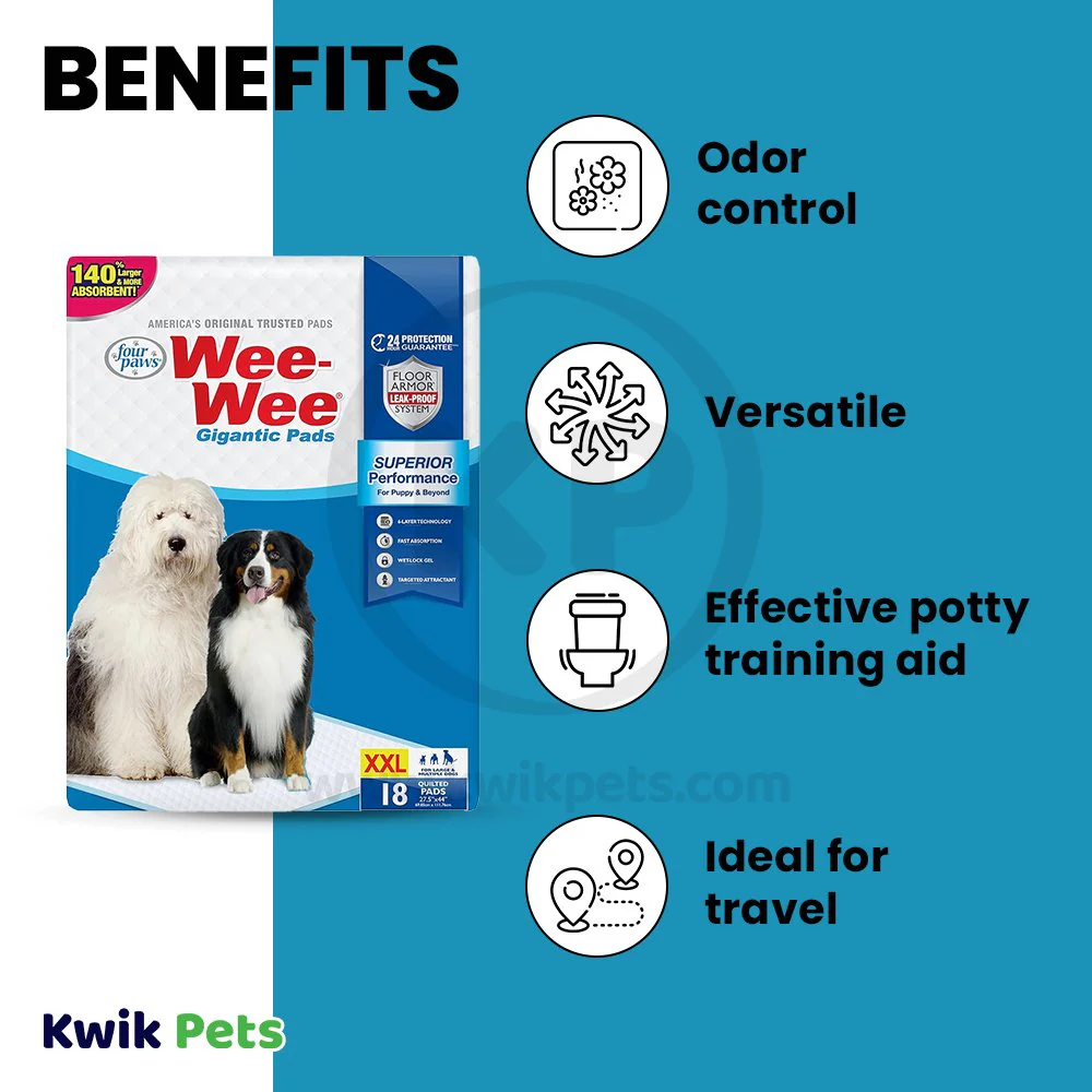 Four Paws Wee-Wee Superior Performance Gigantic Dog Pee Pads 18 Count 27.5 in X 44 in - Image 4