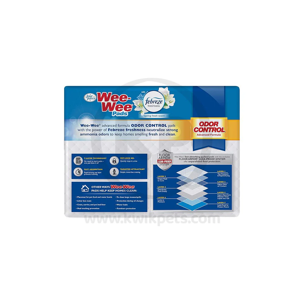 Four Paws Wee-Wee Odor Control Dog Training Pads with Febreze Freshness 50 Count 22 in X 23 in - Image 2