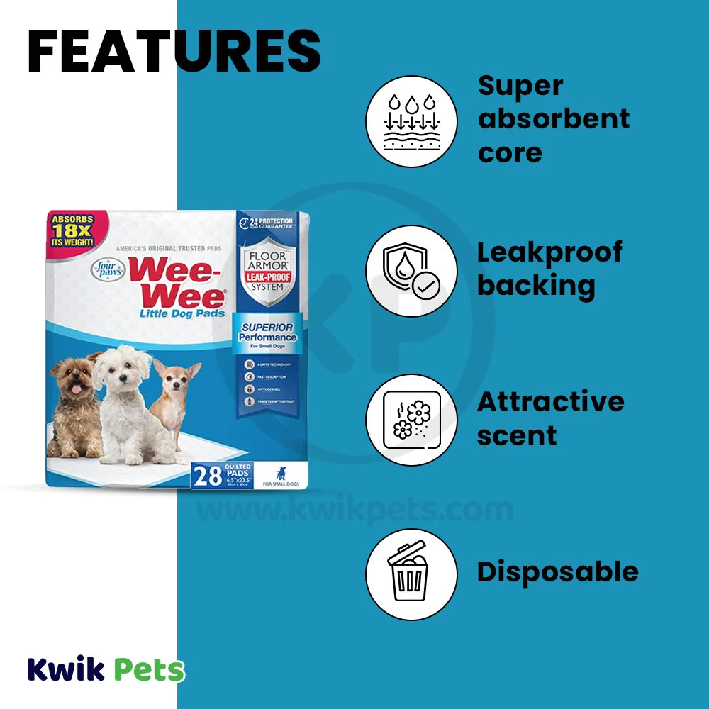 Four Paws Wee-Wee Superior Performance Little Dog Pee Pads 28 Count 16.5 in X 23.5 in - Image 3