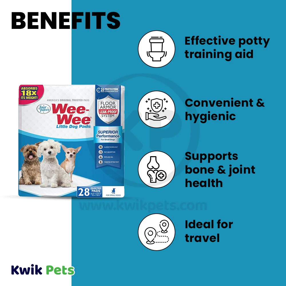 Four Paws Wee-Wee Superior Performance Little Dog Pee Pads 28 Count 16.5 in X 23.5 in - Image 4