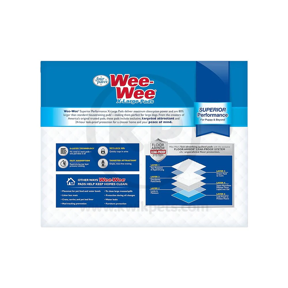 Four Paws Wee-Wee Superior Performance X-Large Dog Pee Pads 75 Count 28 in X 34 in - Image 2