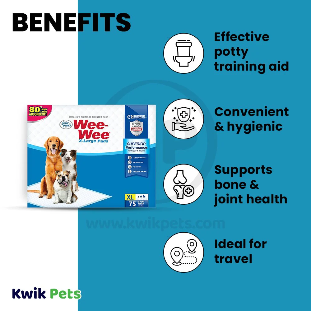 Four Paws Wee-Wee Superior Performance X-Large Dog Pee Pads 75 Count 28 in X 34 in - Image 4
