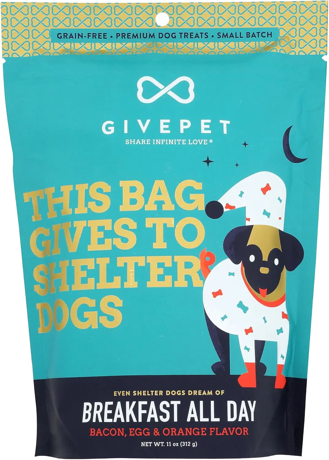 Givepet Breakfast All Day Grain-Free Premium Dog Treats Bacon Egg & Orange 11-oz