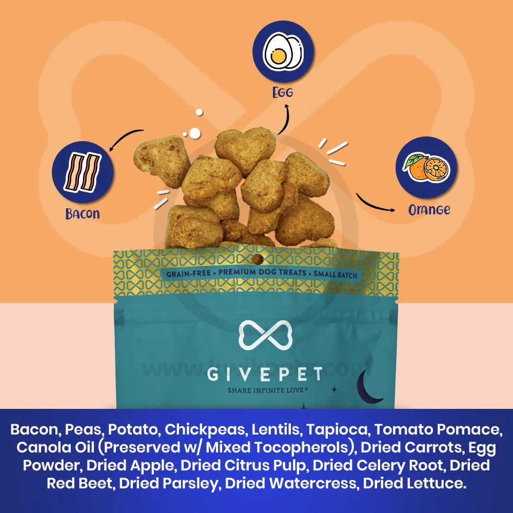 Givepet Breakfast All Day Grain-Free Premium Dog Treats Bacon Egg & Orange 11-oz - Image 5