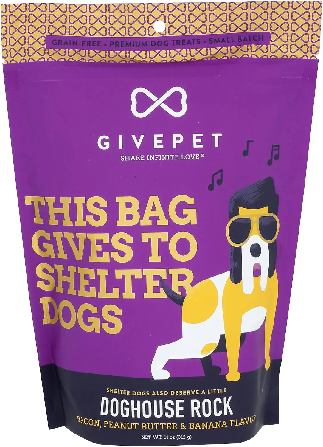 Givepet Dog House Rock Grain-Free Premium Dog Treats Bacon Peanut Butter & Banana 11-oz