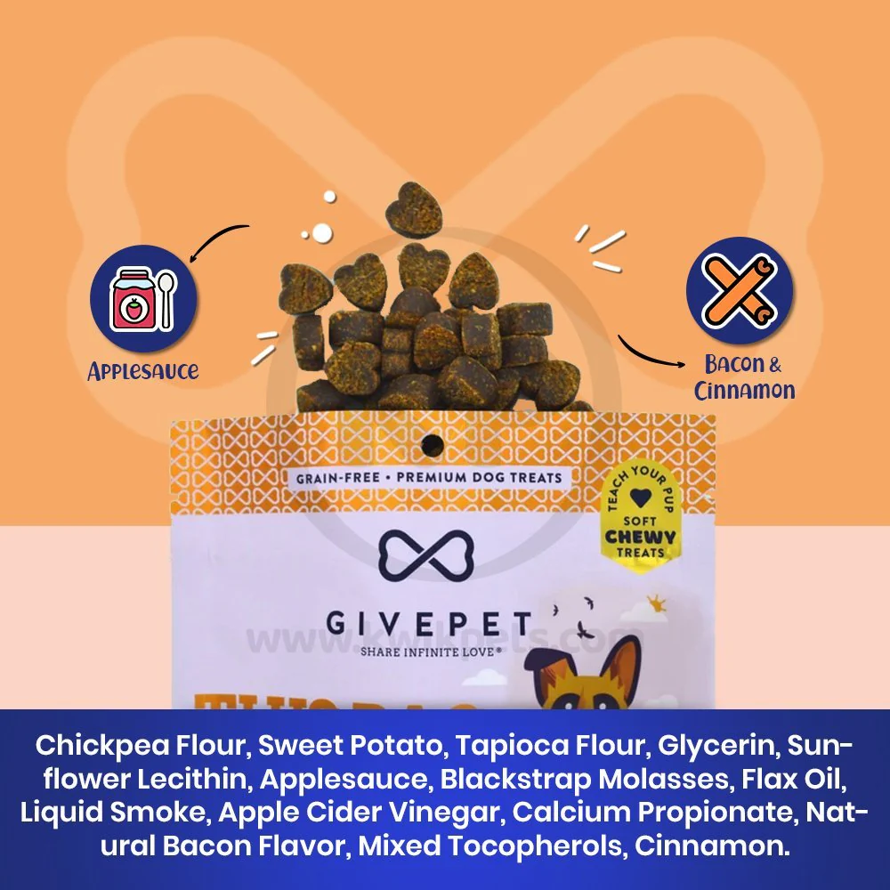 Givepet Off-Leash Leisure Grain-Free Premium Soft Chewy Dog Treats Applesauce, Bacon & Cinnamon 6-oz - Image 3
