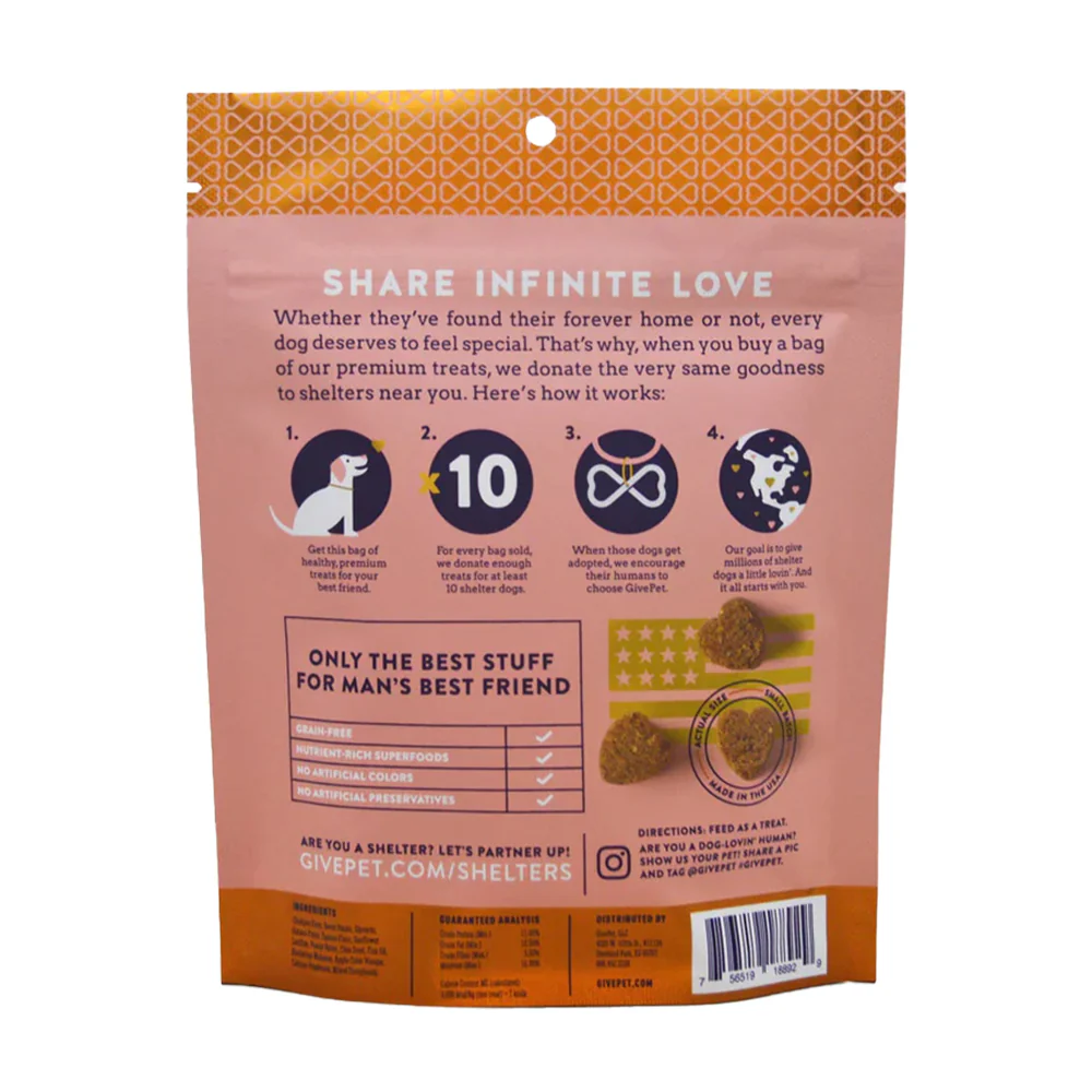 Givepet Upward Dog Grain-Free Premium Soft Chewy Dog Treats Banana, Peanut Butter & Chia Seed 6-oz - Image 2