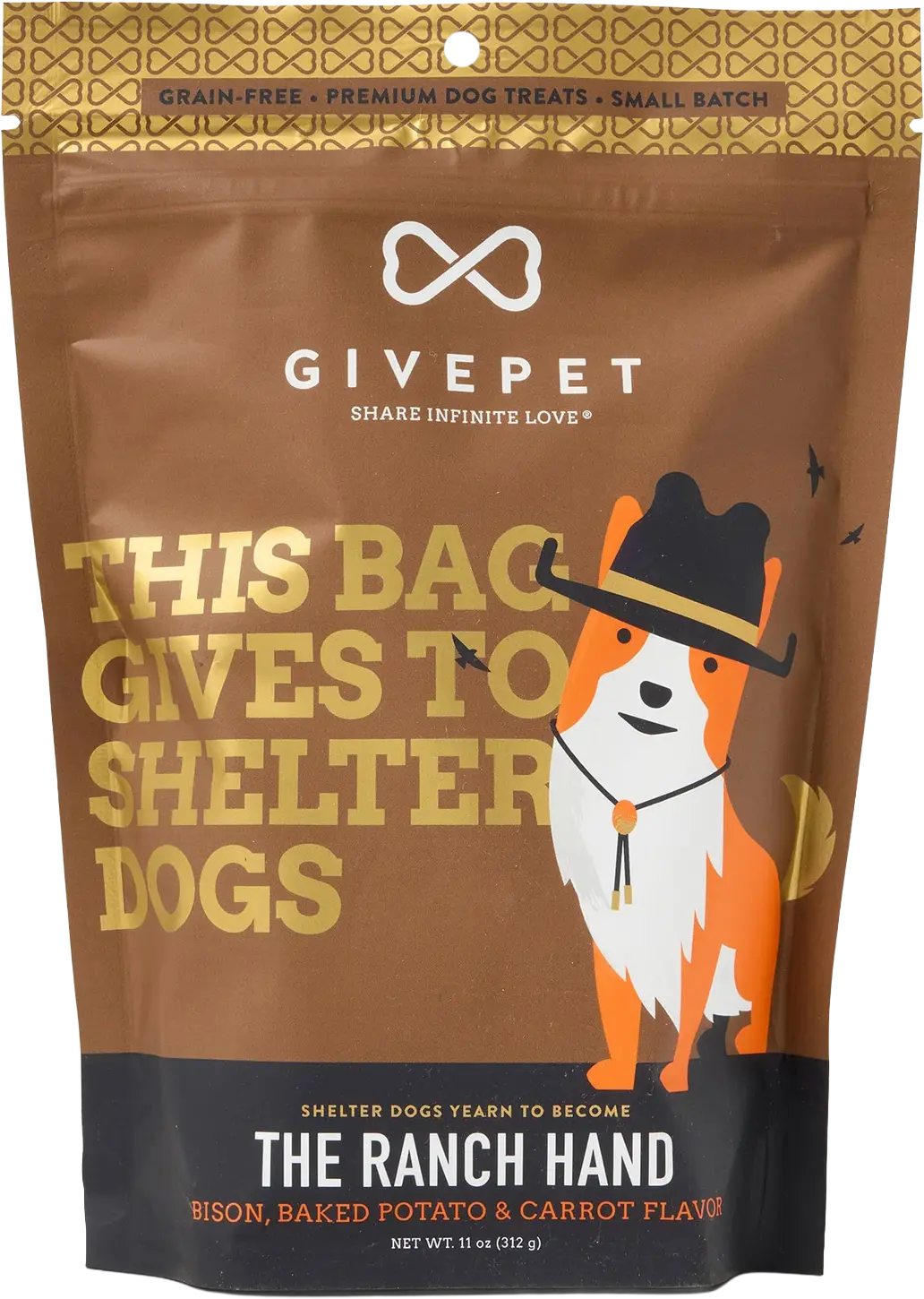 Givepet The Ranch Hand Grain-Free Premium Dog Treats Bison, Baked Potato & Carrot 11-oz