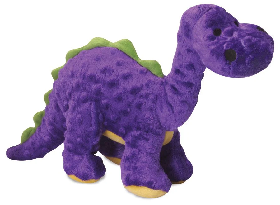 goDog Dinos Bruto Chew Guard Technology Squeaky Plush Dog Toy Purple Mini