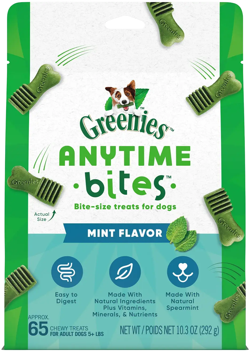 Greenies Anytime Bites Bite-Size Dog Dental Treats Mint 10.3-oz