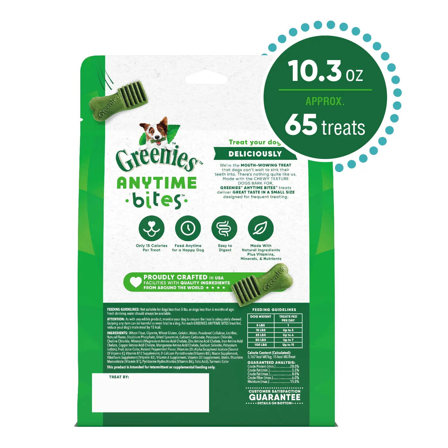 Greenies Anytime Bites Bite-Size Dog Dental Treats Mint 10.3-oz - Image 2