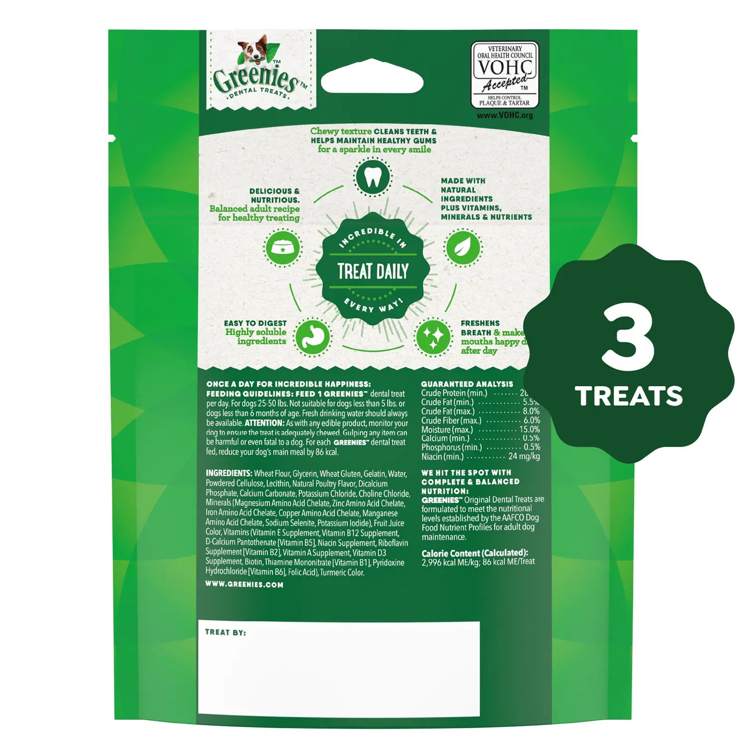 Greenies Original Dog Dental Treats Regular 3-oz 3 Count - Image 3