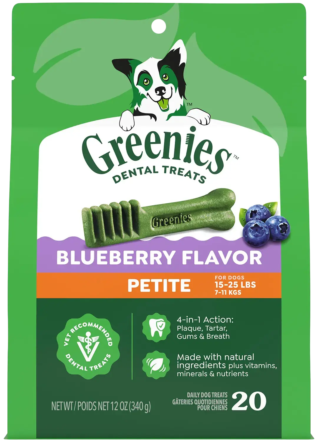 Greenies Blueberry Dog Dental Treats Petite 12-oz 20 Count