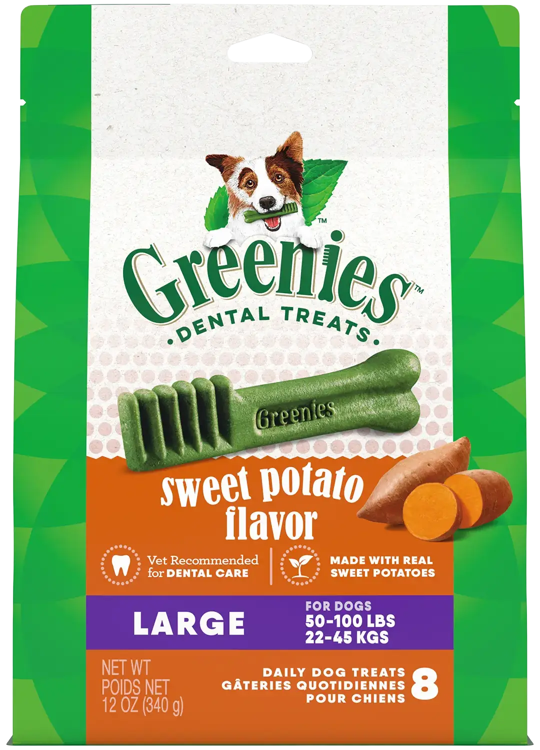 Greenies Sweet Potato Dog Dental Treats Large 12-oz 8 Count