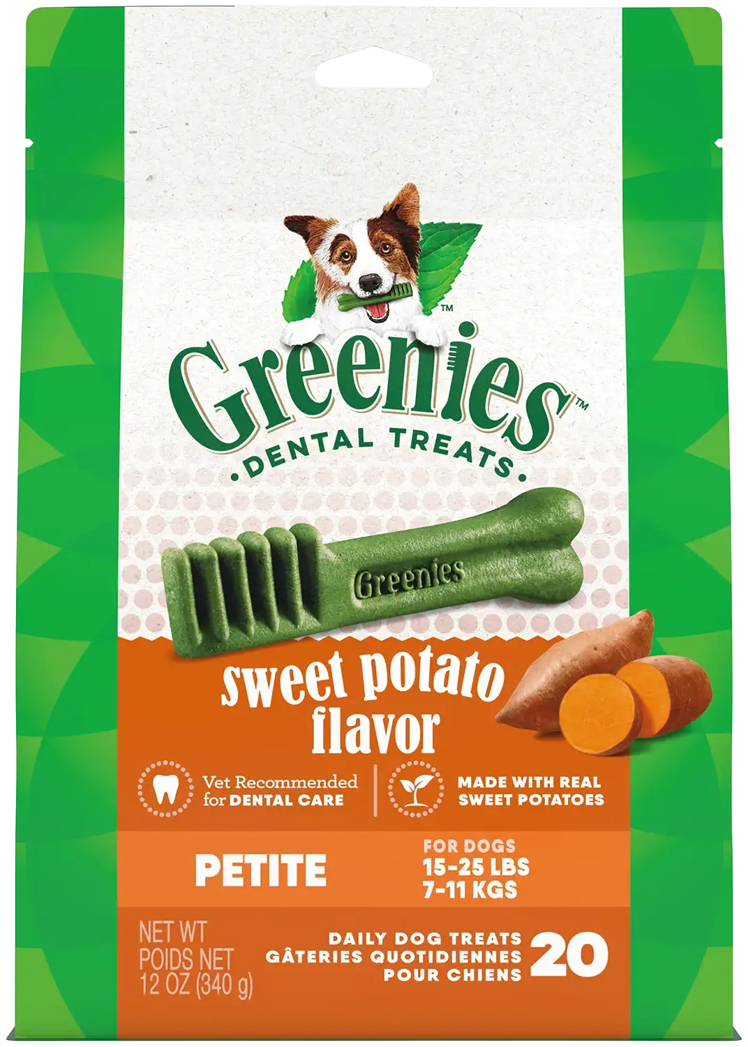 Greenies Sweet Potato Dog Dental Treats Petite 12-oz 20 Count