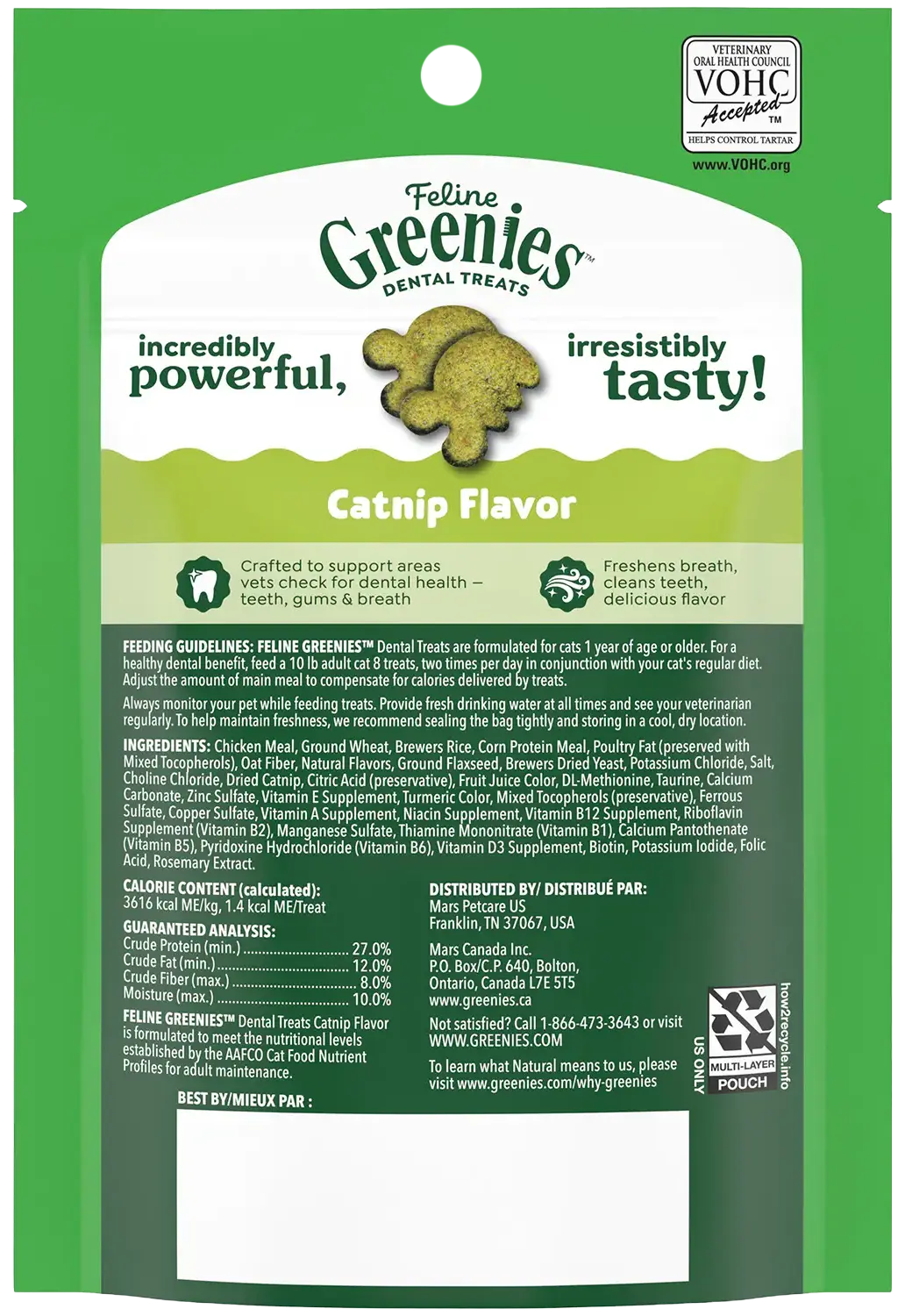 Greenies Feline Catnip Adult Cat Dental Treats 2.1-oz - Image 3