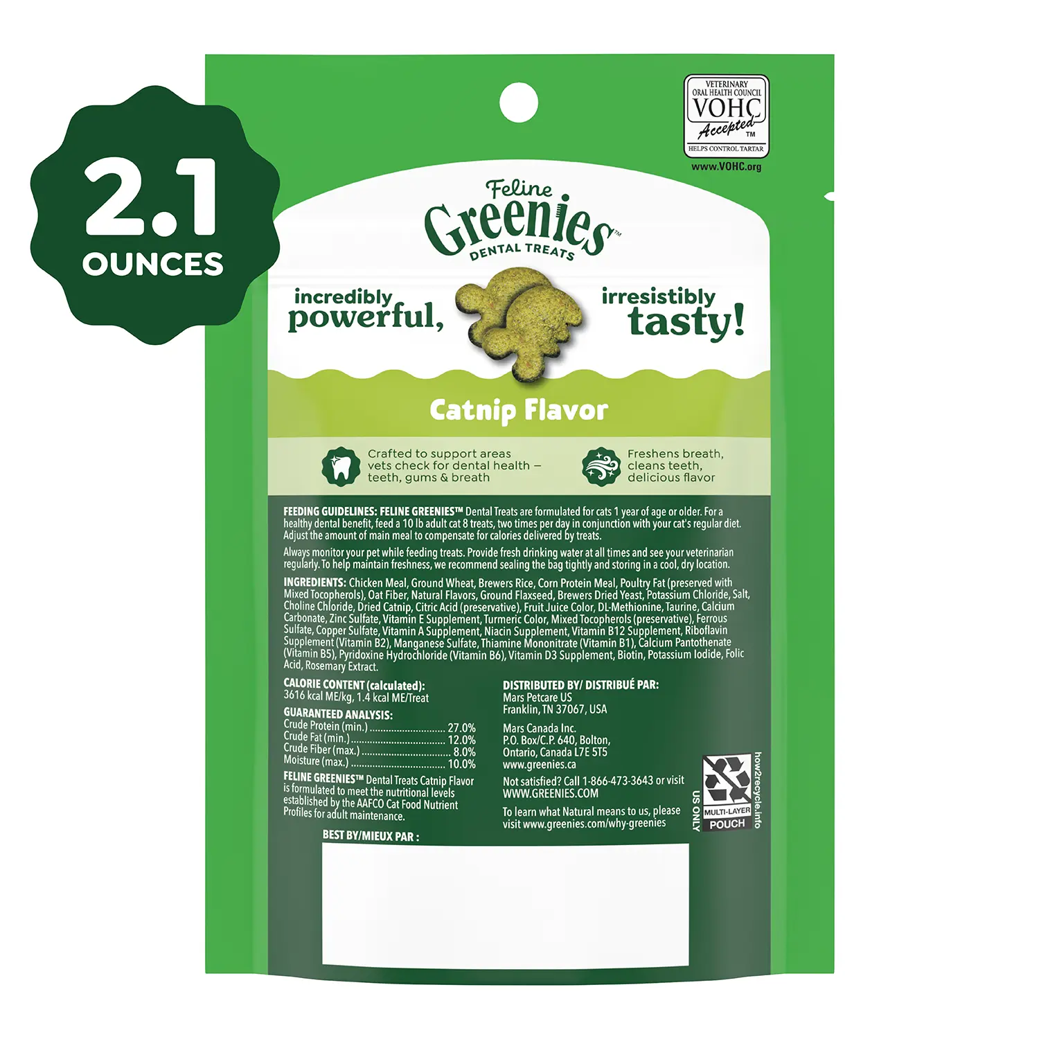 Greenies Feline Catnip Adult Cat Dental Treats 2.1-oz - Image 4