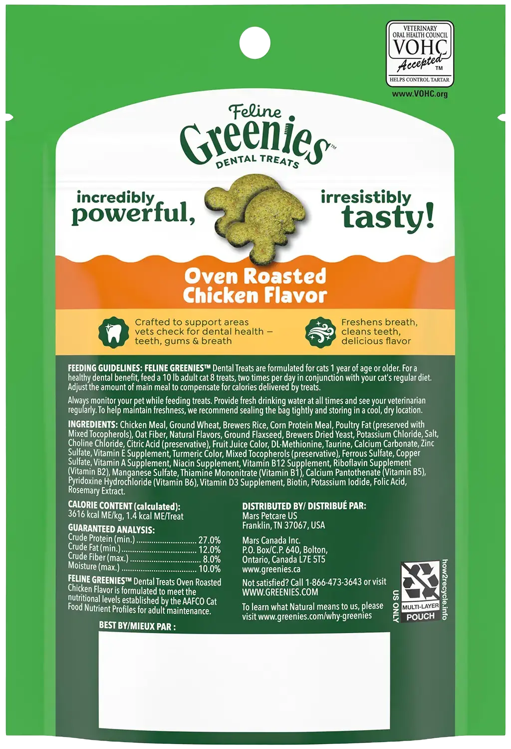 Greenies Feline Oven Roasted Chicken Adult Cat Dental Treats 2.1-oz - Image 3