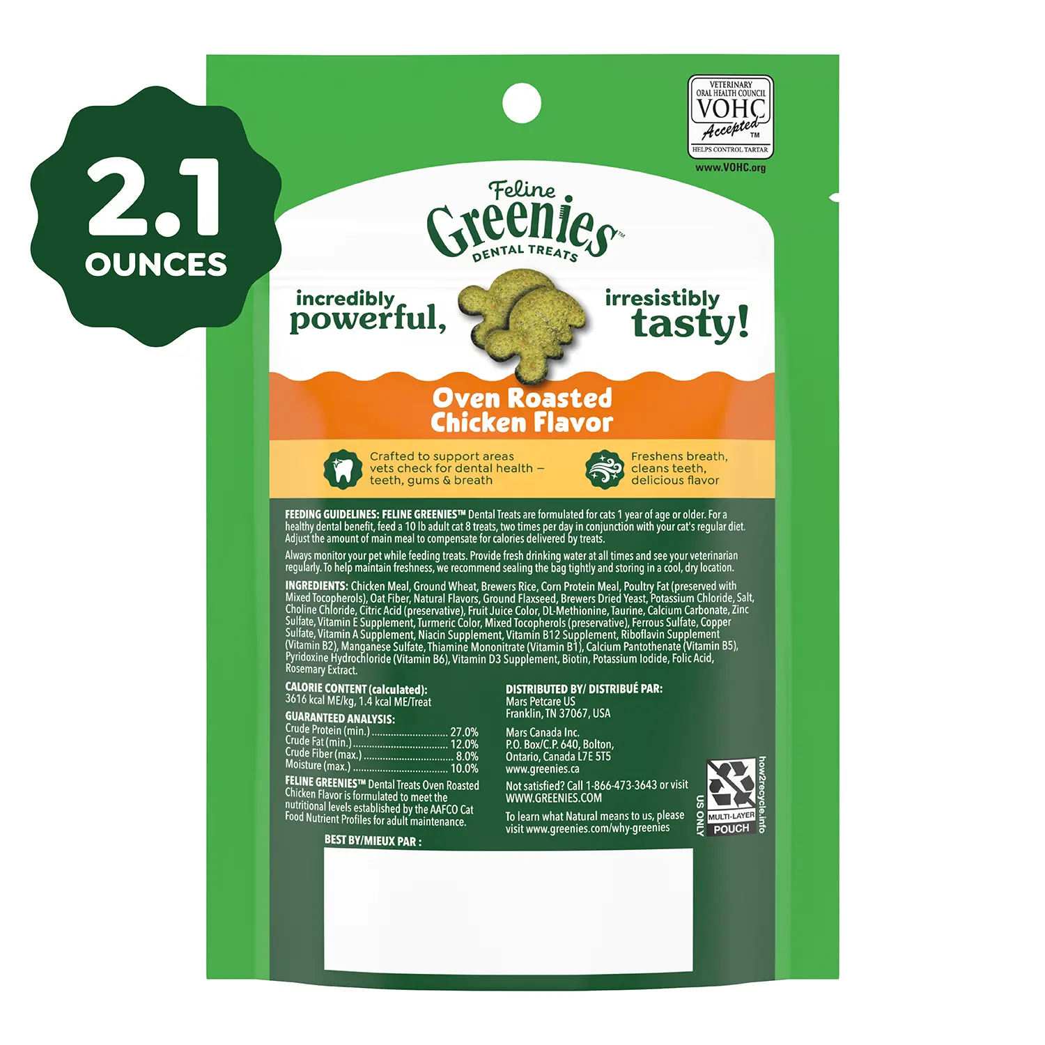 Greenies Feline Oven Roasted Chicken Adult Cat Dental Treats 2.1-oz - Image 4