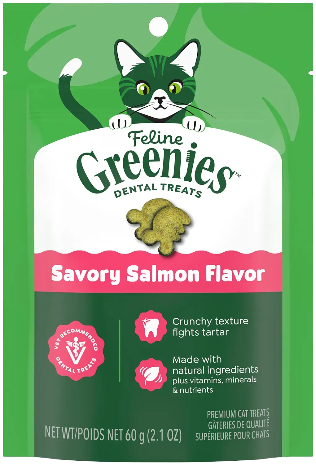 Greenies Feline Savory Salmon Adult Cat Dental Treats 2.1-oz