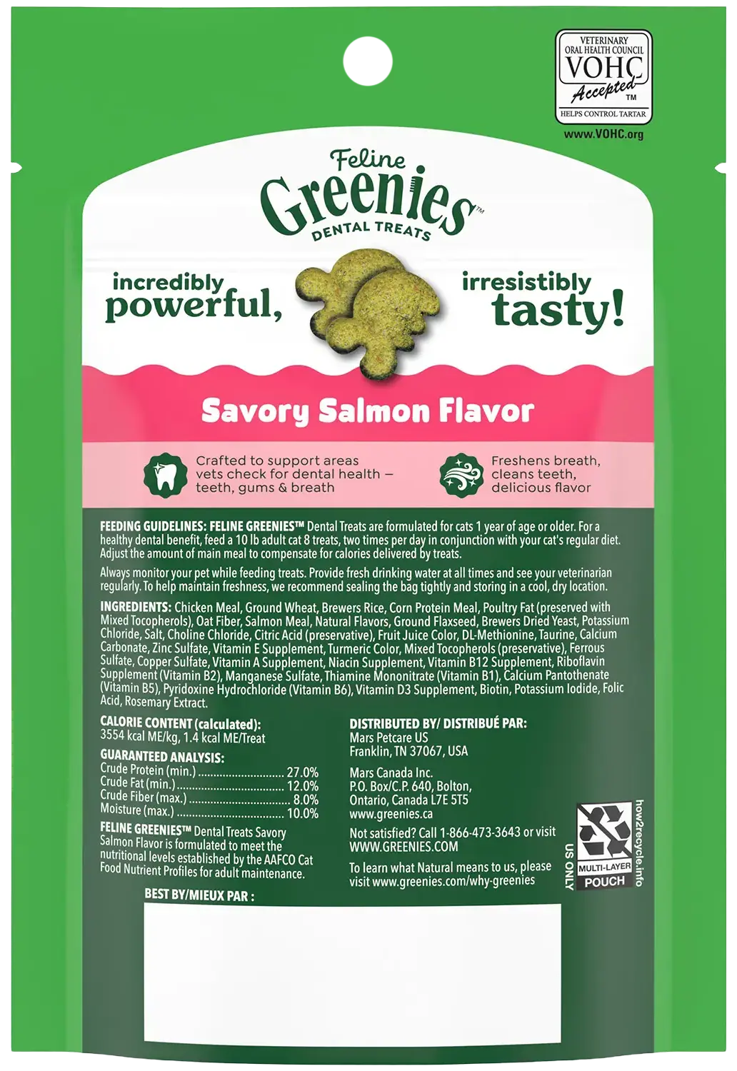 Greenies Feline Savory Salmon Adult Cat Dental Treats 2.1-oz - Image 3