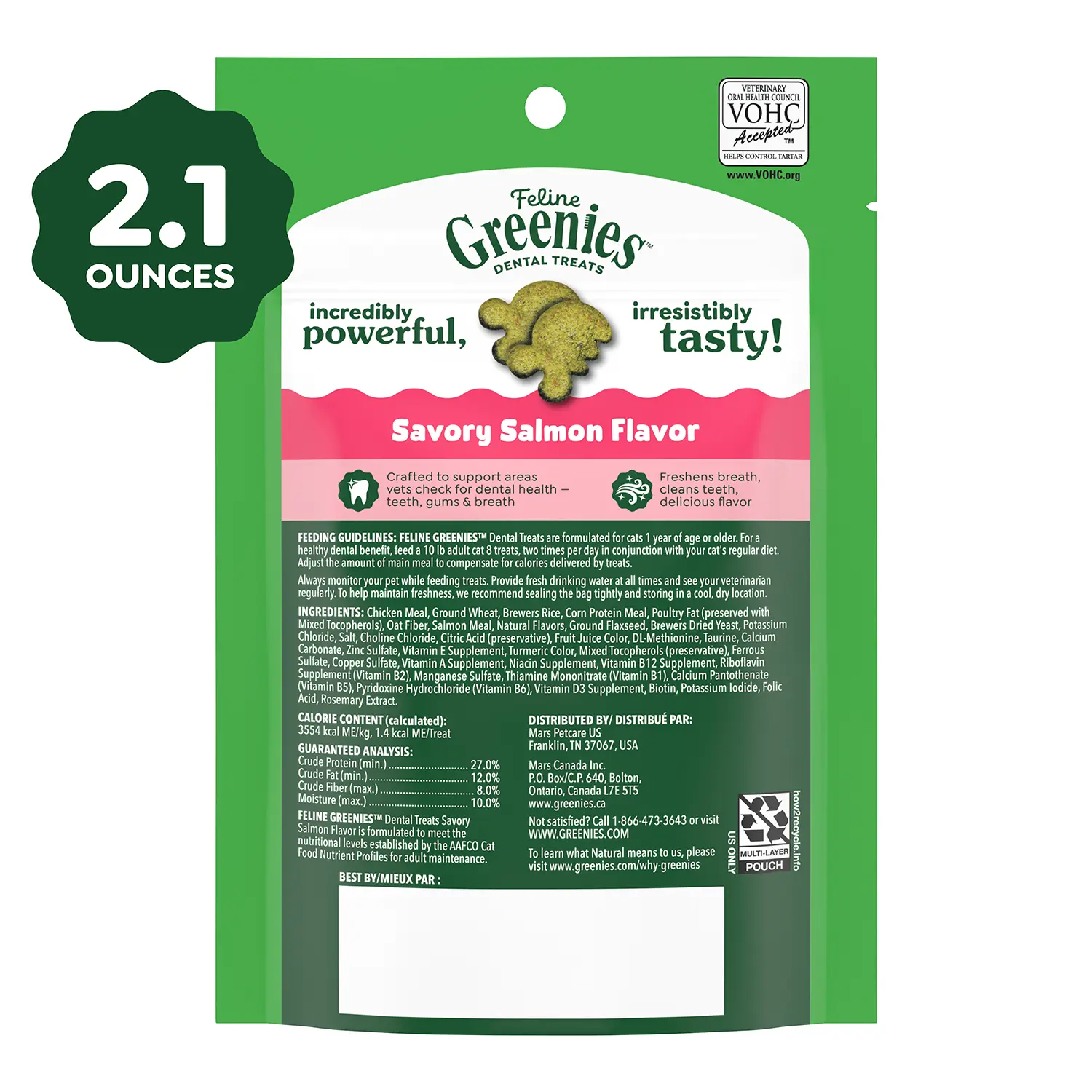 Greenies Feline Savory Salmon Adult Cat Dental Treats 2.1-oz - Image 4