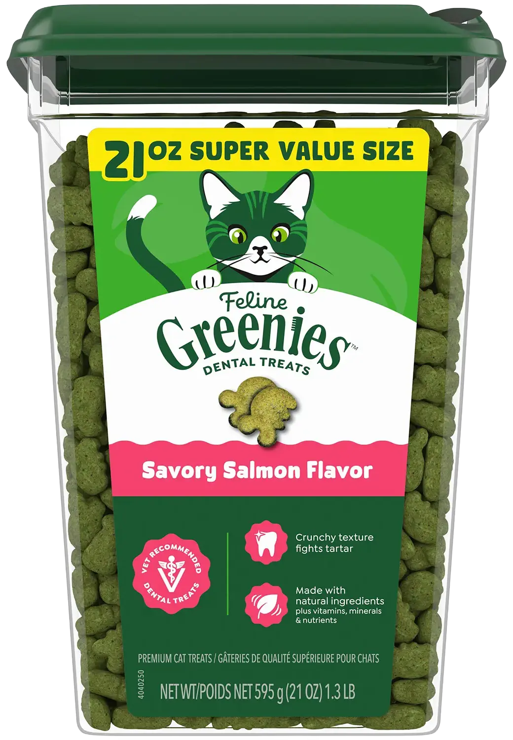 Greenies Feline Savory Salmon Adult Cat Dental Treats 21-oz