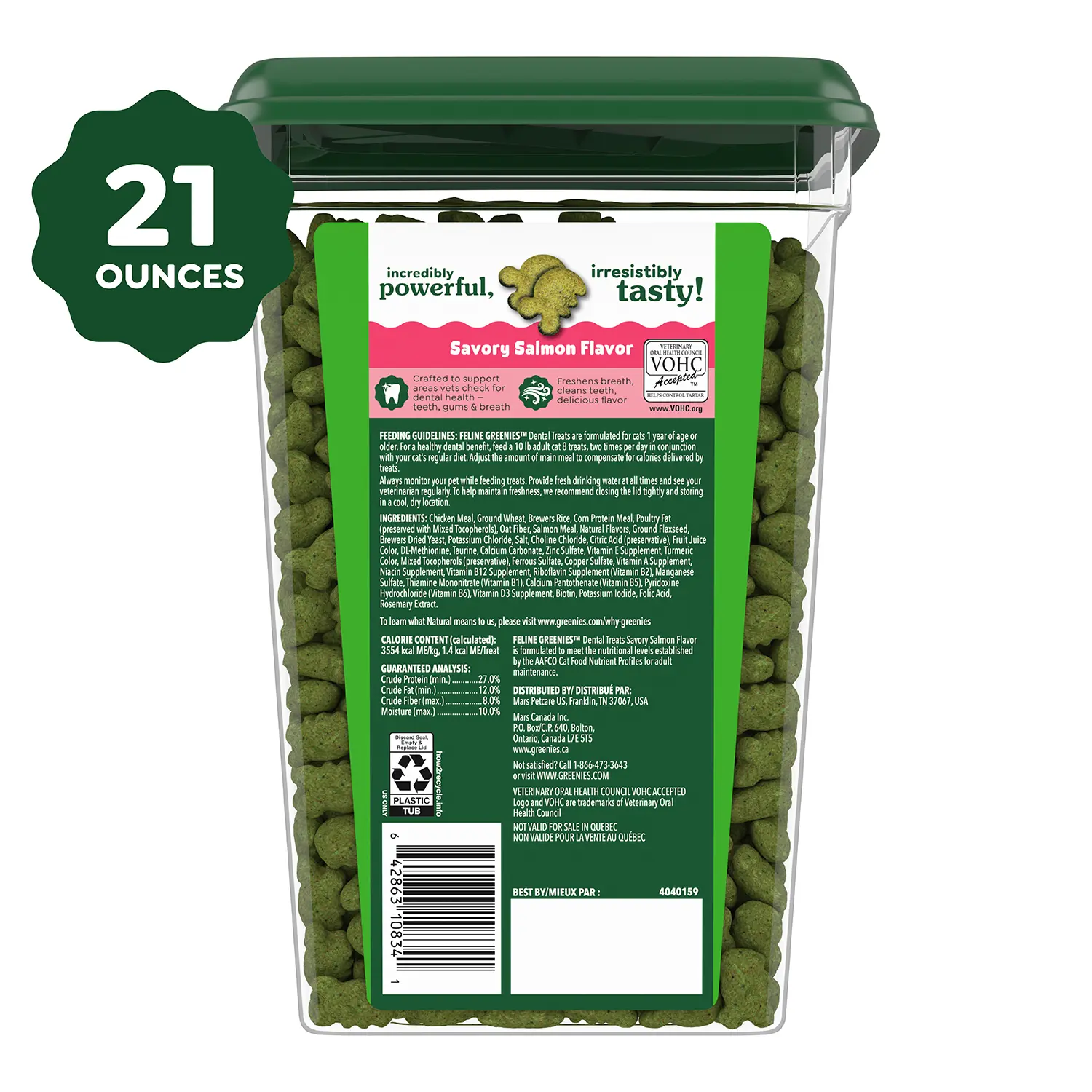 Greenies Feline Savory Salmon Adult Cat Dental Treats 21-oz - Image 4
