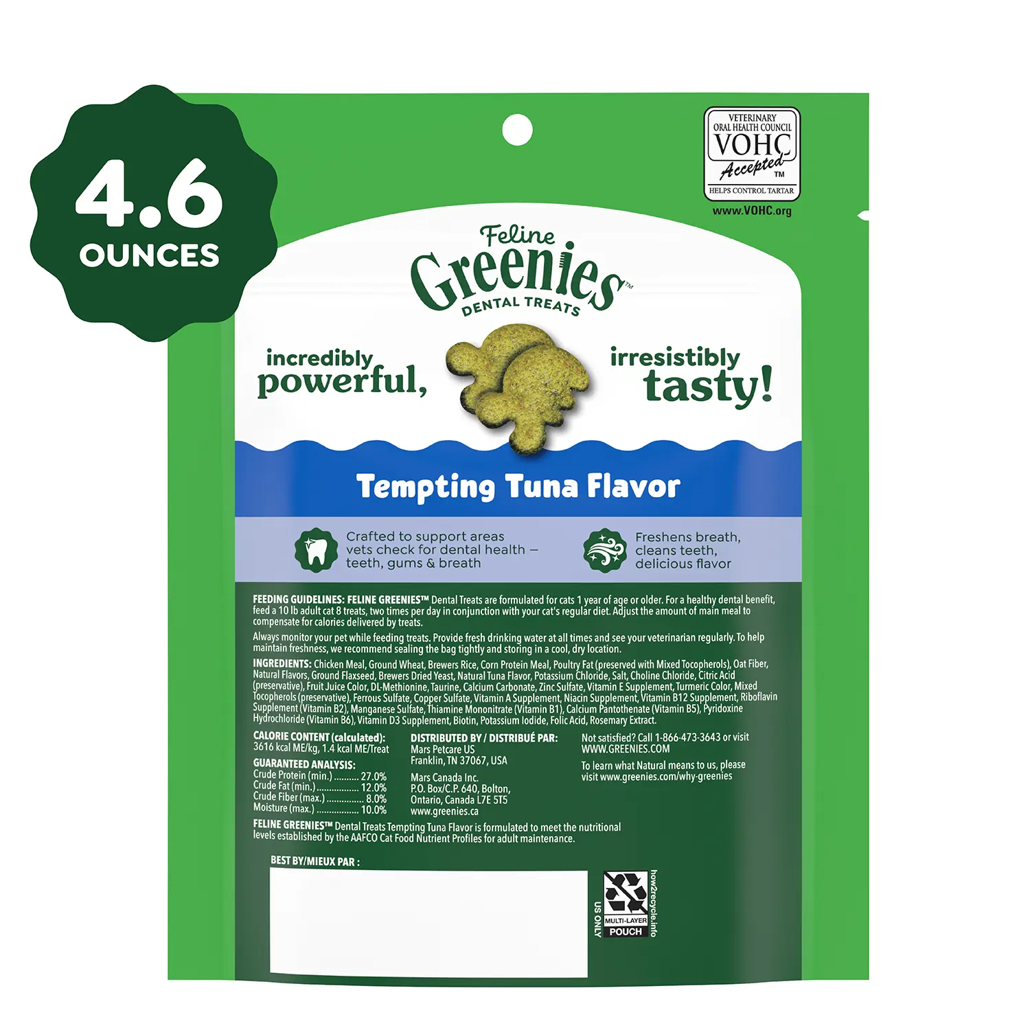 Greenies Feline Tempting Tuna Adult Cat Dental Treats 4.6-oz - Image 4
