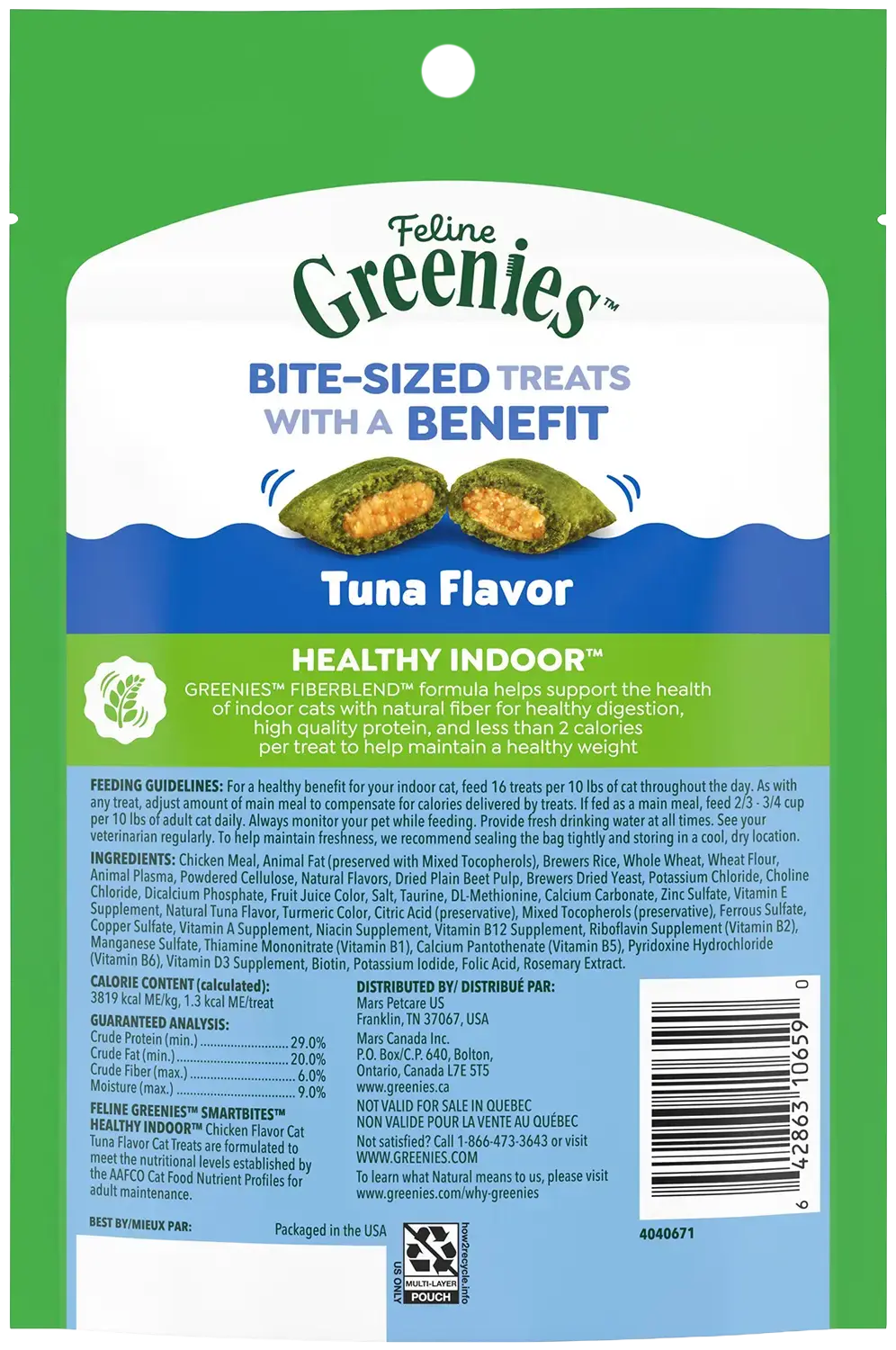 Greenies Feline SmartBites Healthy Indoor Tuna Cat Treats 4.6-oz - Image 3