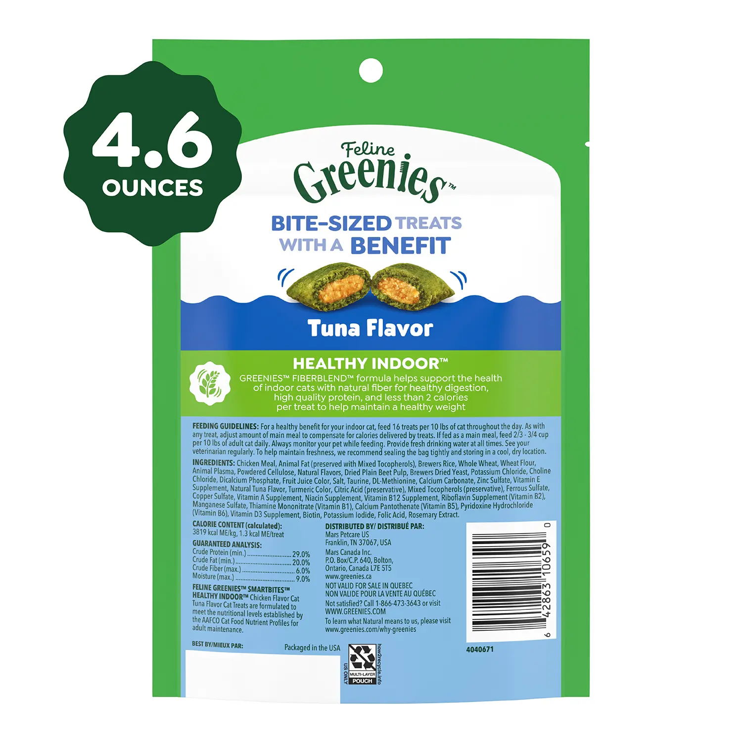 Greenies Feline SmartBites Healthy Indoor Tuna Cat Treats 4.6-oz - Image 4