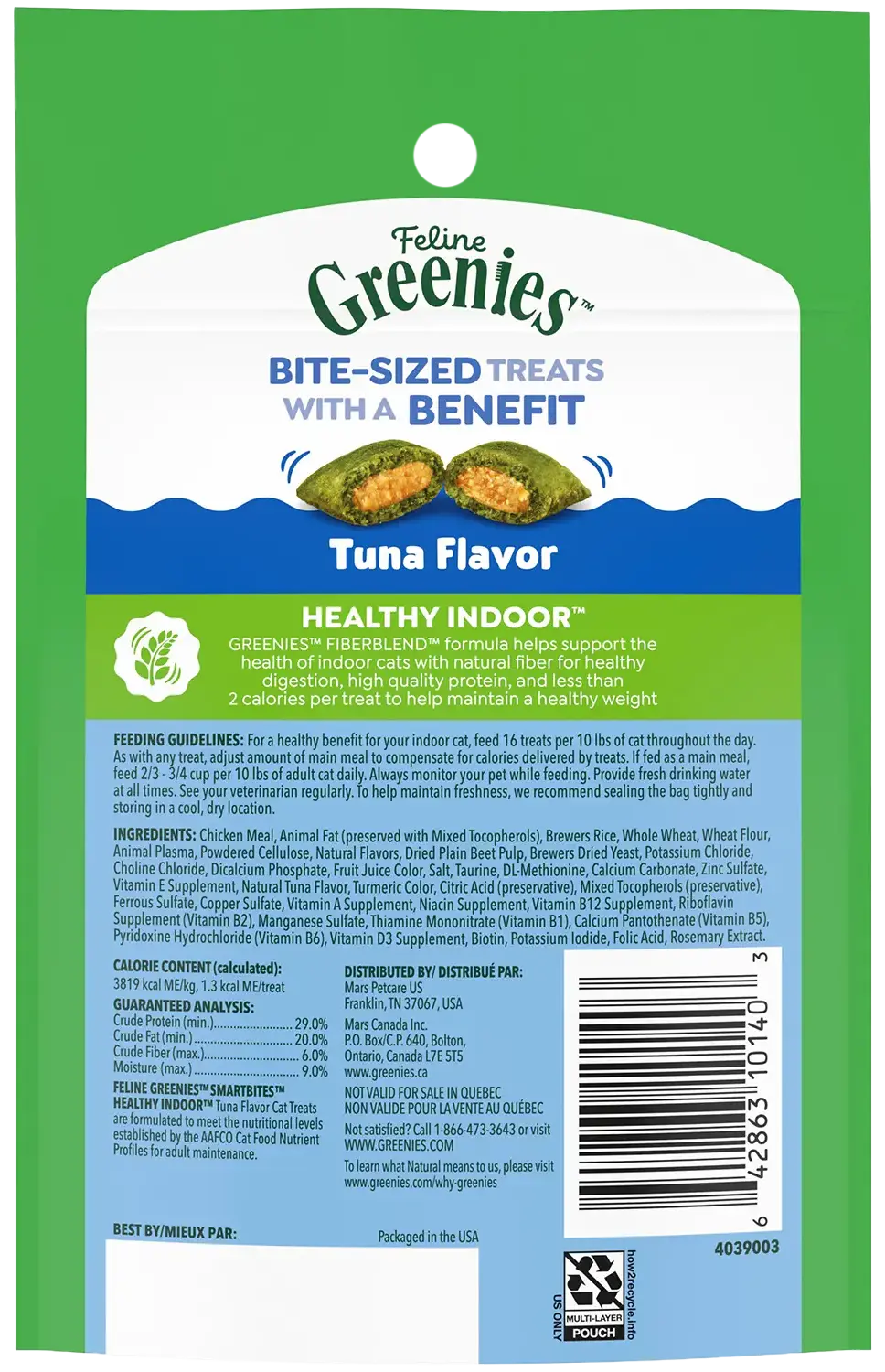 Greenies Feline SmartBites Healthy Indoor Tuna Cat Treats 2.1-oz - Image 3