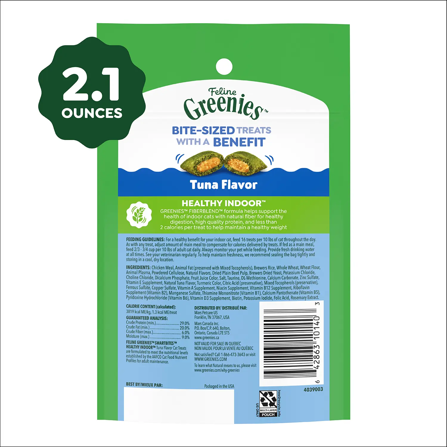 Greenies Feline SmartBites Healthy Indoor Tuna Cat Treats 2.1-oz - Image 4