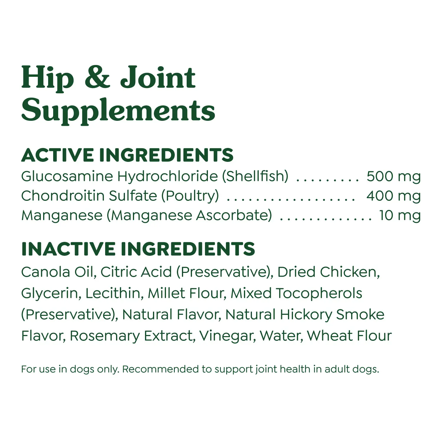 Greenies Hip & Joint Supplement Soft Chews for Adult Dogs Chicken Flavor 30 Count 6.08-oz - Image 8