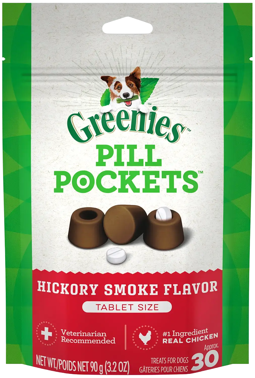 Greenies Tablet Pill Pockets Dog Treats Hickory Smoke 3.2-oz 30 Count