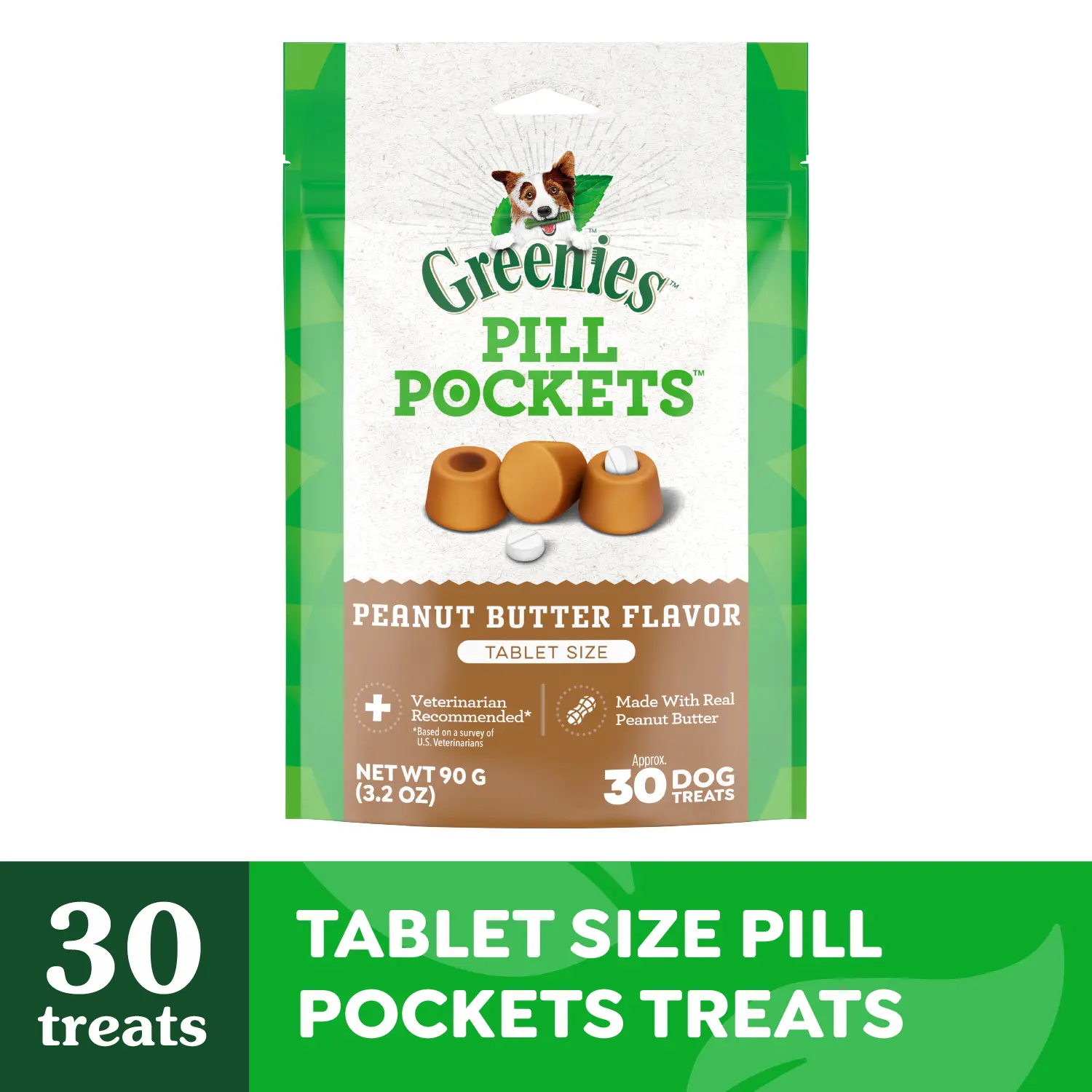 Greenies Tablet Pill Pockets Dog Treats Peanut Butter 3.2-oz 30 Count - Image 2