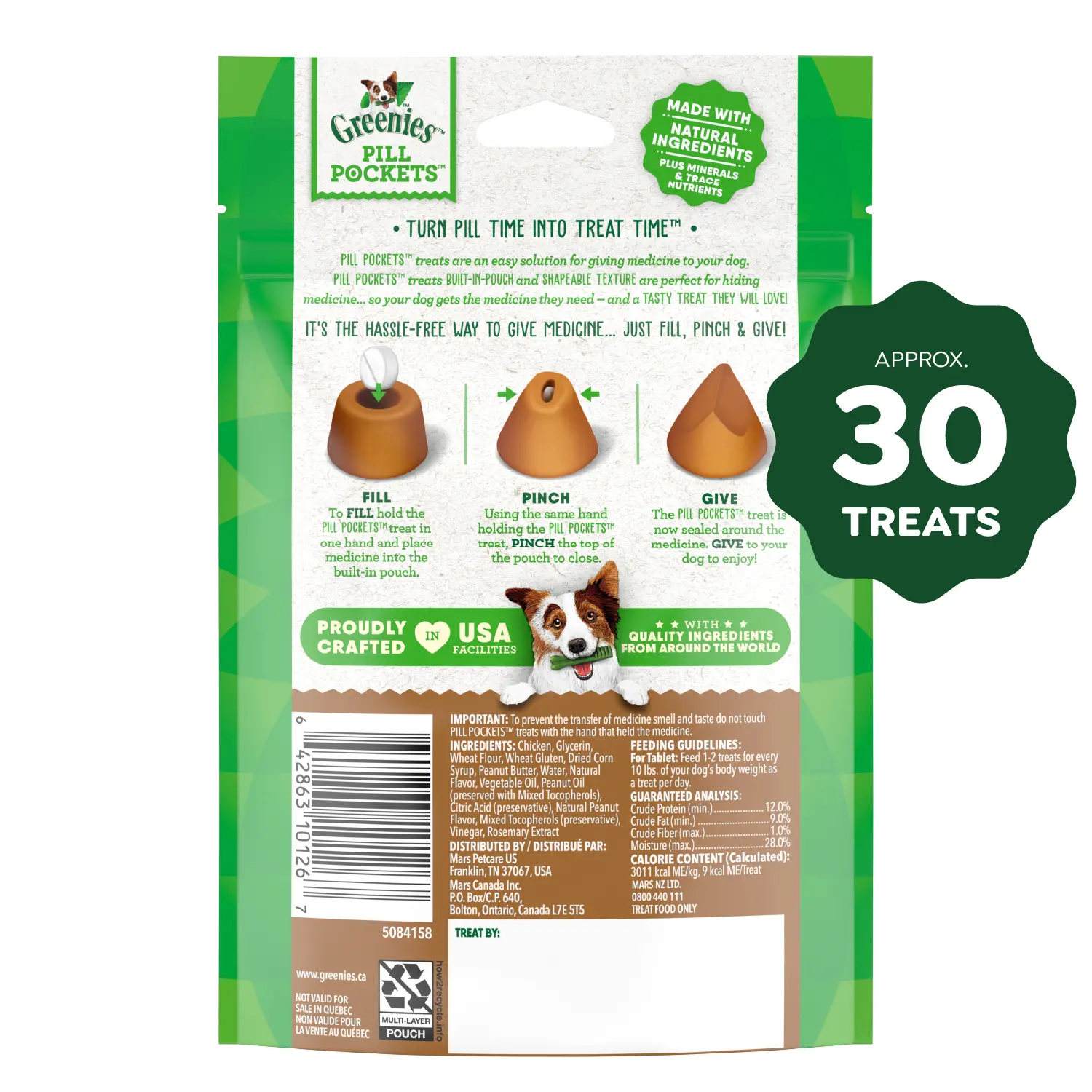 Greenies Tablet Pill Pockets Dog Treats Peanut Butter 3.2-oz 30 Count - Image 4