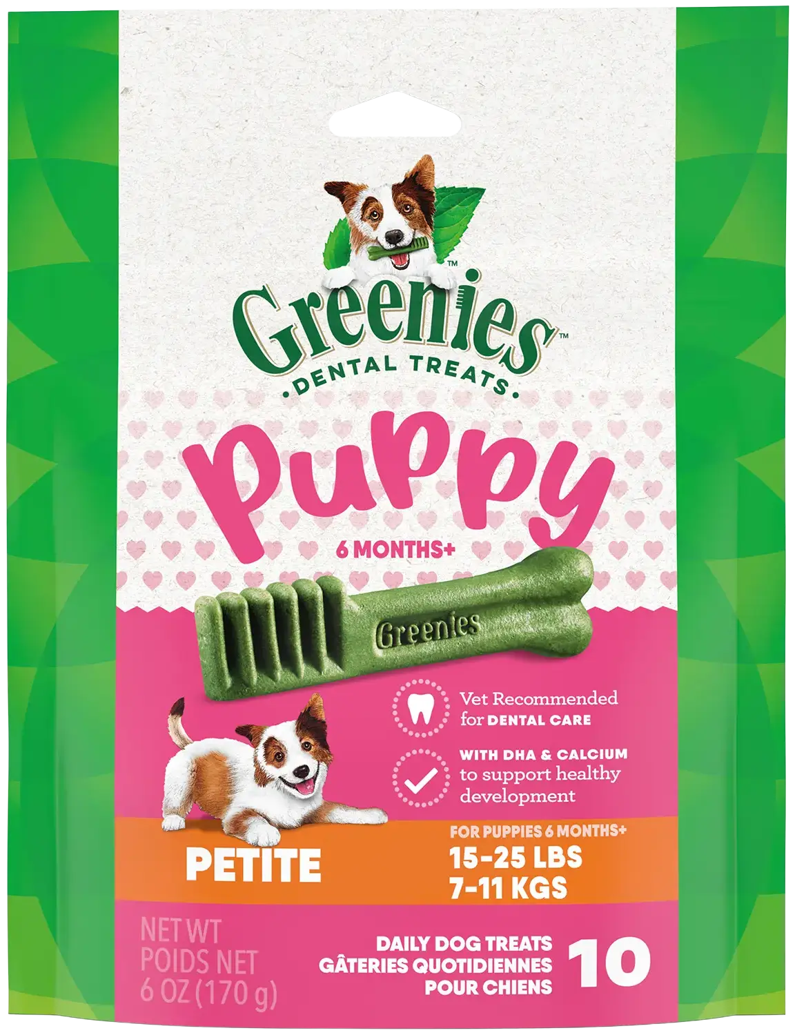 Greenies Puppy Dental Dog Treats Petite 10 Count 6-oz