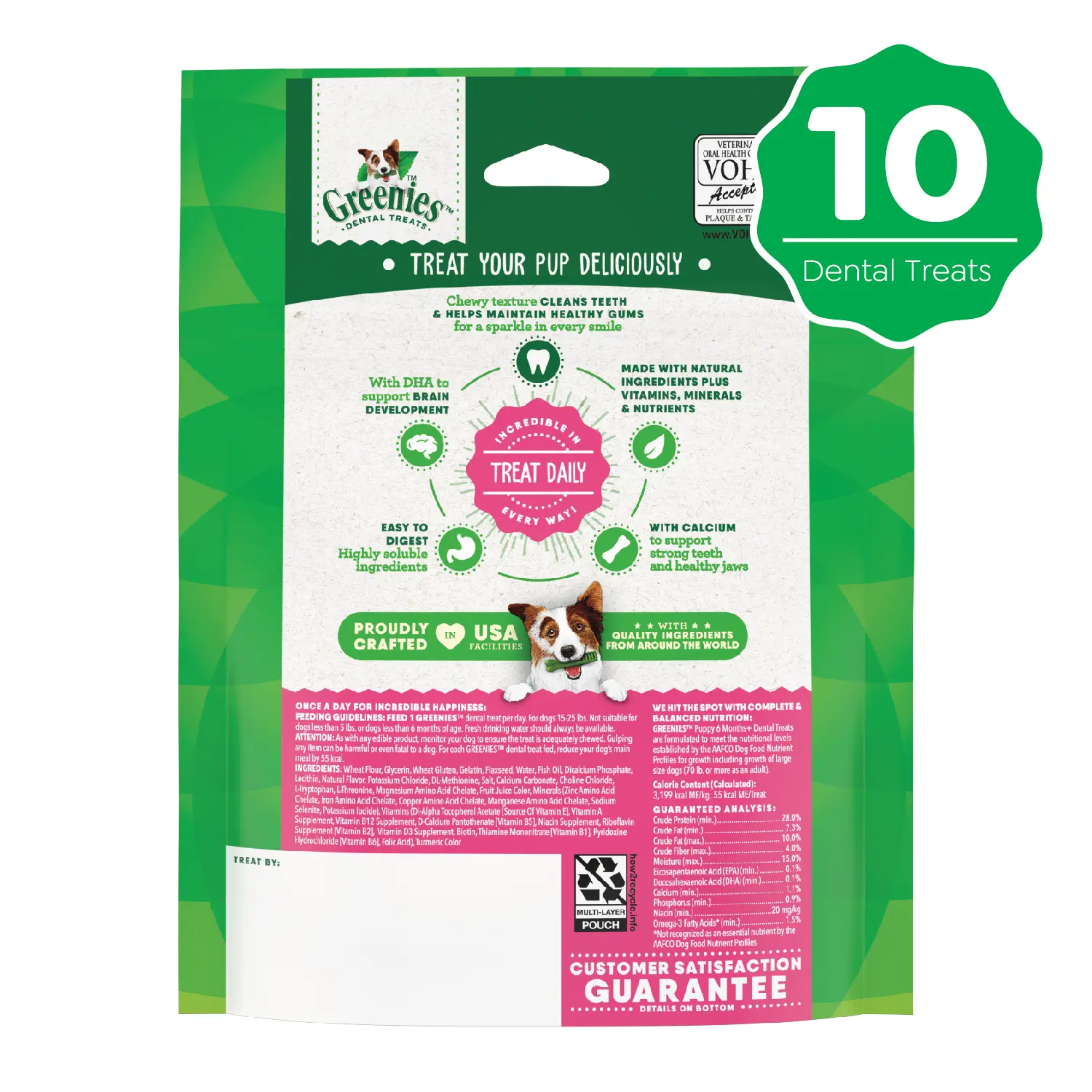 Greenies Puppy Dental Dog Treats Petite 10 Count 6-oz - Image 3