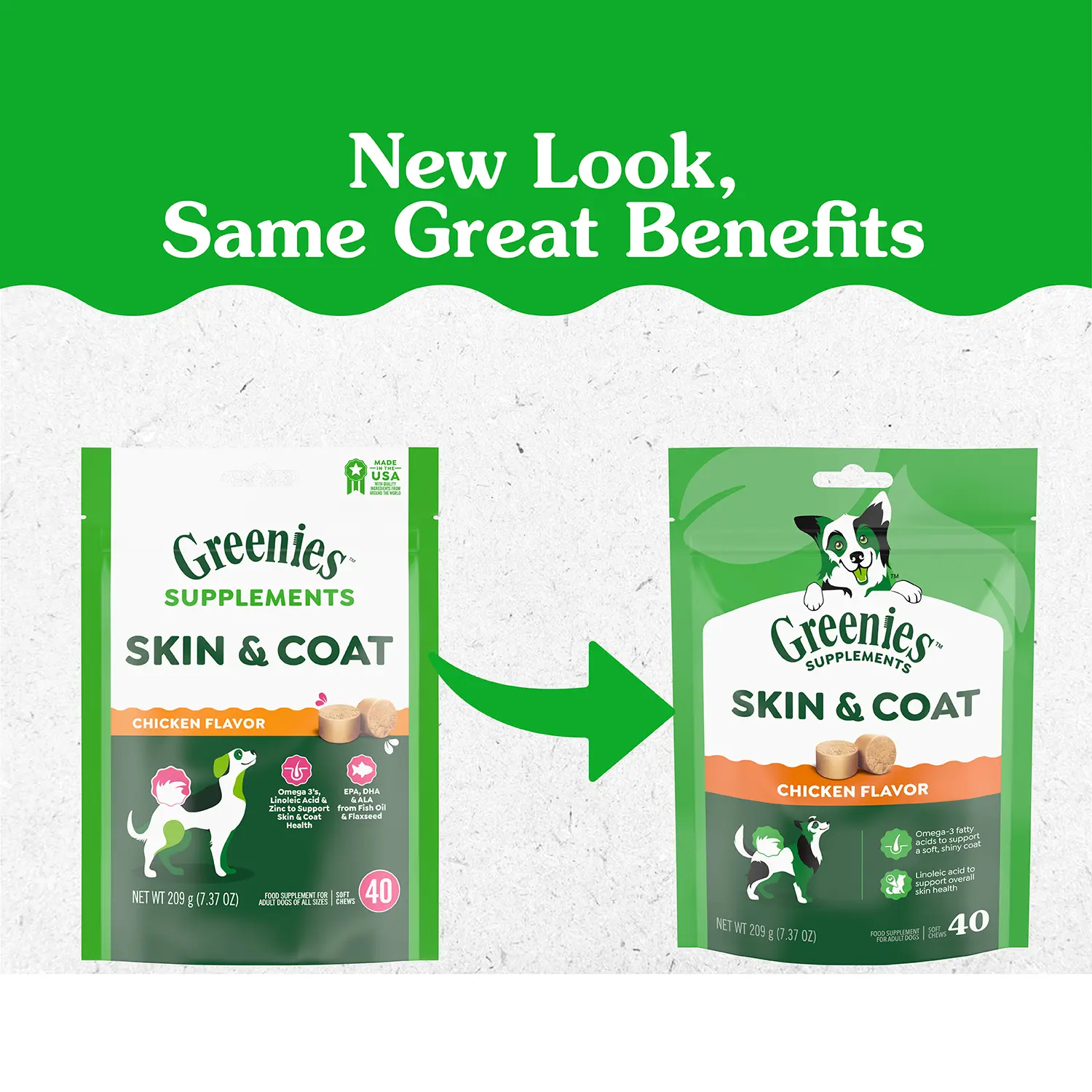 Greenies Skin & Coat Food Supplement Soft Chews for Adult Dogs Chicken Flavor 40 Count 7.37-oz - Image 4