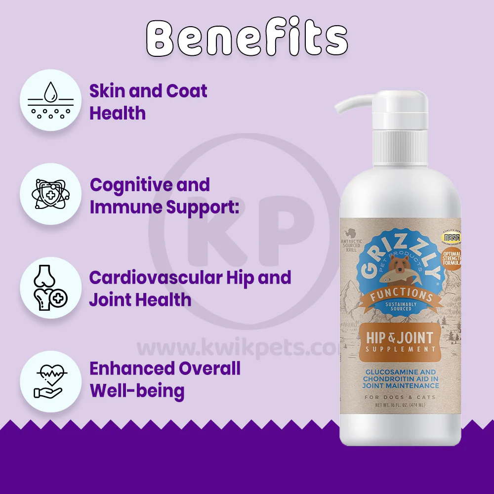 Grizzly Hip & Joint Support Liquid Supplement for Dogs & Cats 16-oz - Image 4